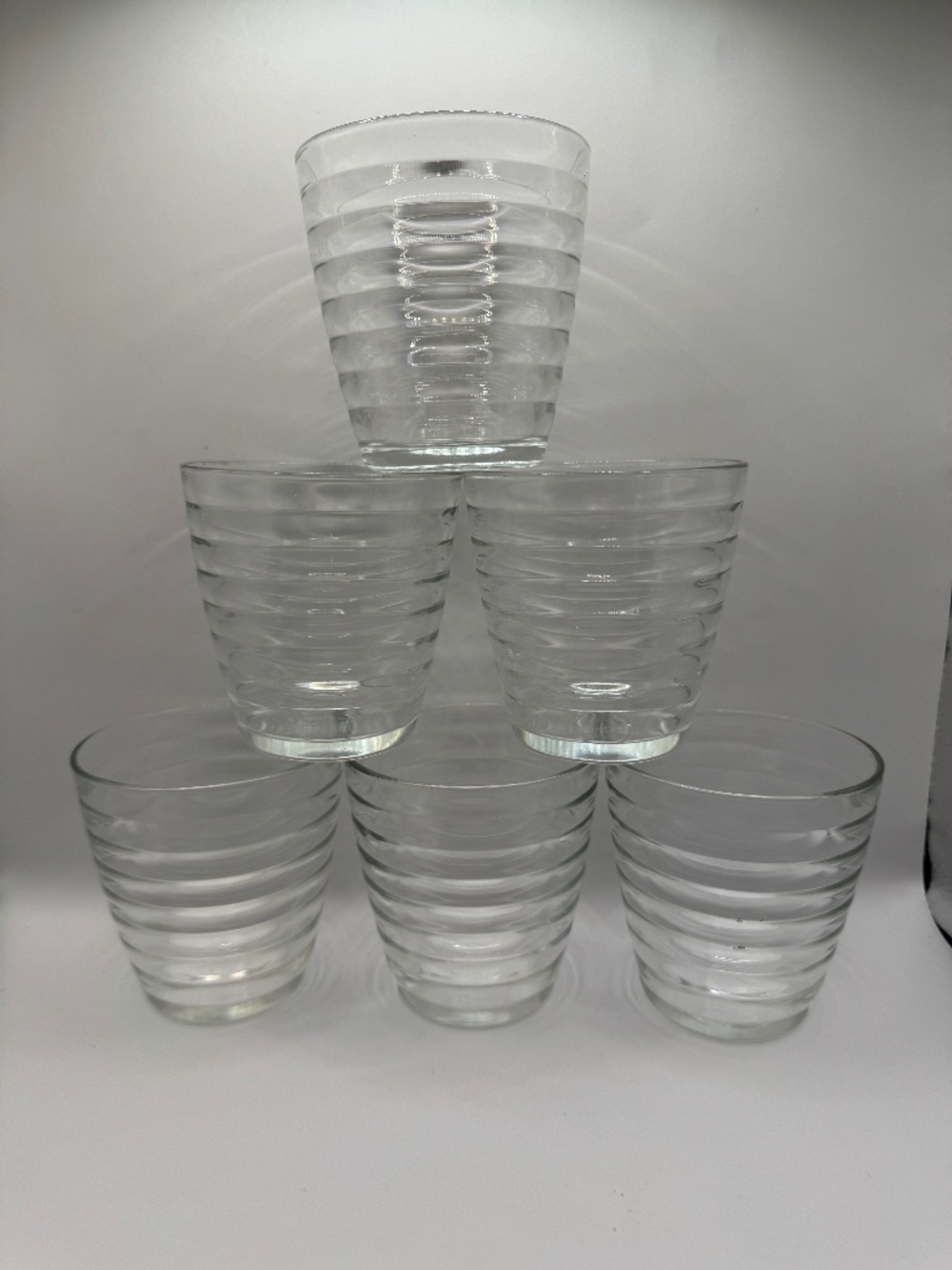 Vintage Duralex France Viva Beehive Shaped Water Glasses. 10oz Tumbler set of 6.